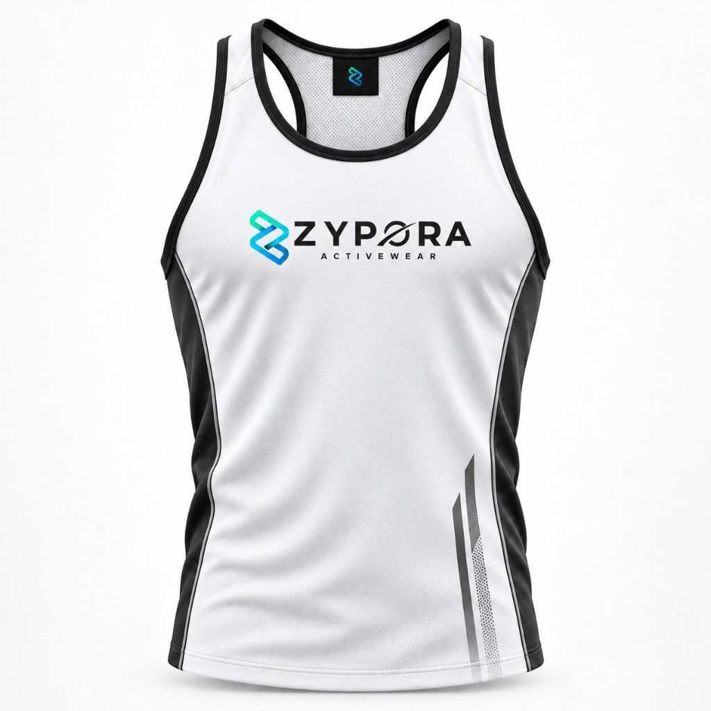 Performance Tank — White / Black by Zypora Activewear
