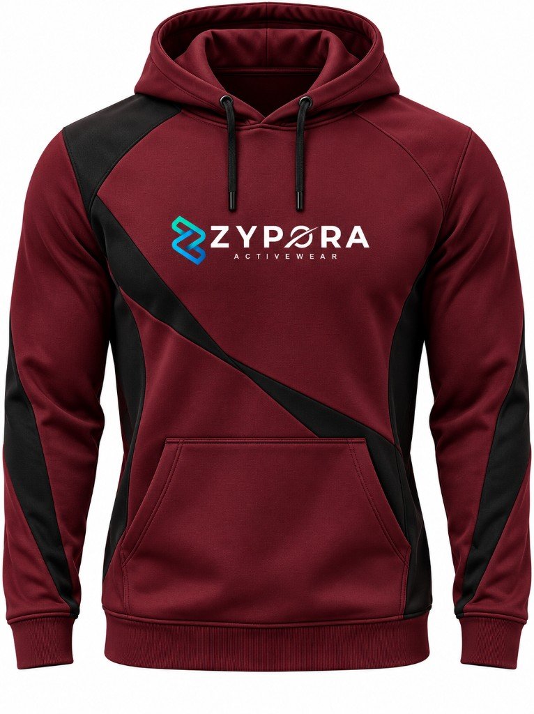 Training Hoodie — Burgundy / Black Slash by Zypora Activewear