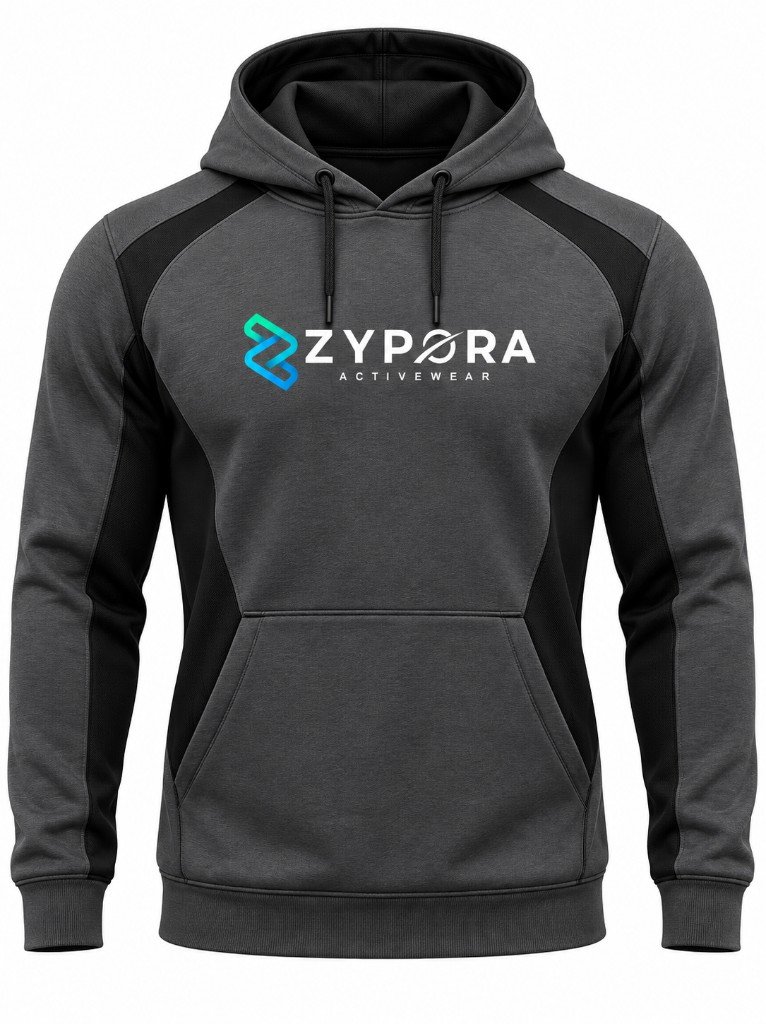 Training Hoodie — Charcoal / Black Panel by Zypora Activewear